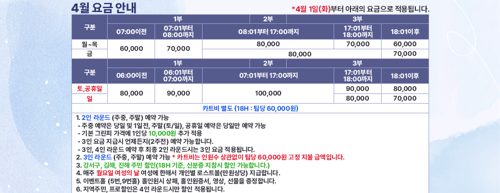 4월 요금 안내